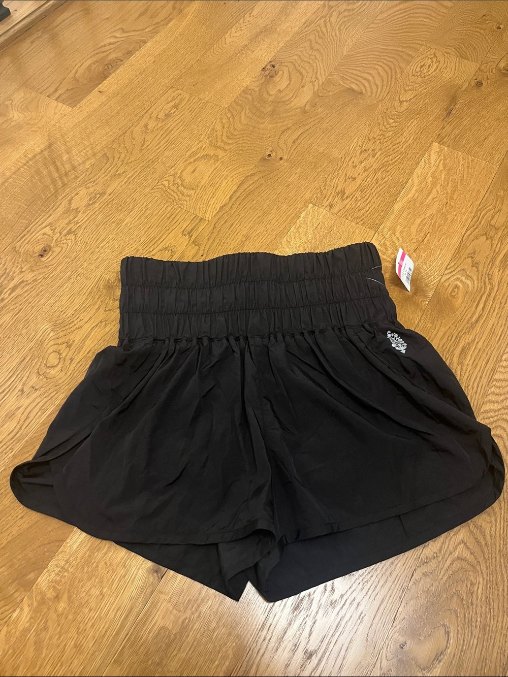 FP Movement by Free People Black Smocked High-Waist Shorts S